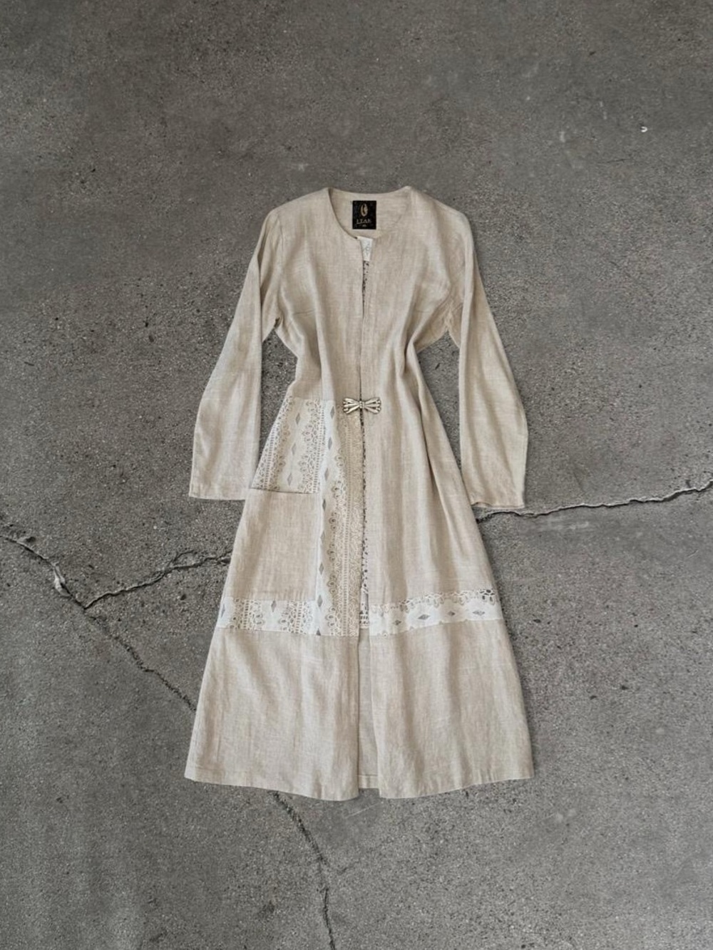 Bohemian Vintage Linen Duster in Oatmeal